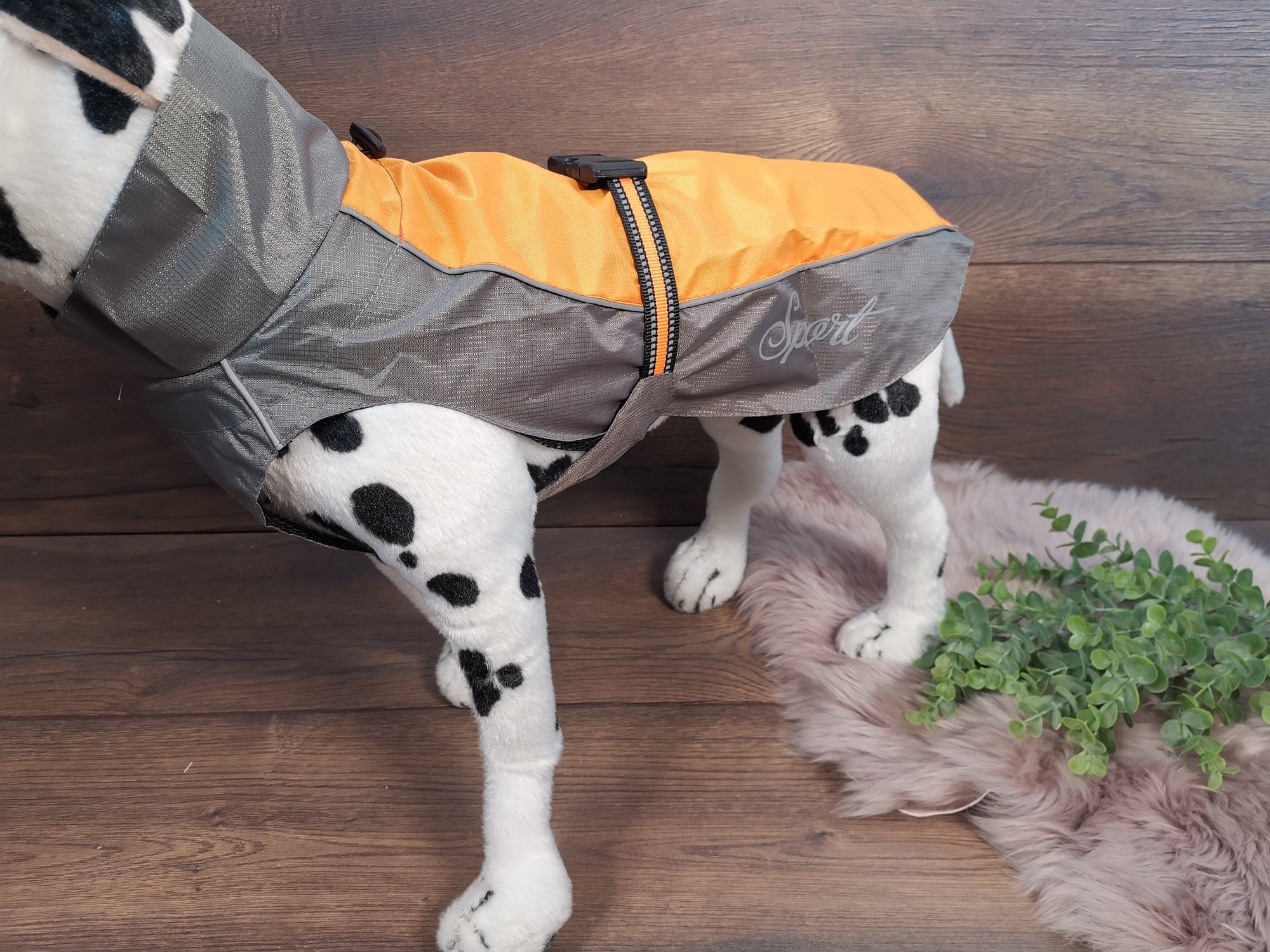 Leichter Regenschutz für deinen Hund: Dünner Hundemantel gegen Nässe in Orange/Grau